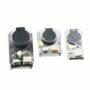 Drei kleine transparente elektronische Module nebeneinander (links groß, Mitte mittel, rechts klein), jeweils mit rundem schwarzem Piezo-Lautsprecher, einer weißen SMD-LED und einem USB-Anschluss auf weißem Hintergrund.