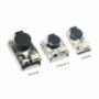 Drei kompakte transparente Elektronikmodule (beschriftet JHE42B, JHE42B‑S und JHE20B) mit rundem schwarzem Piezo‑Element, kleiner LED und Anschlussbuchse auf weißem Hintergrund.